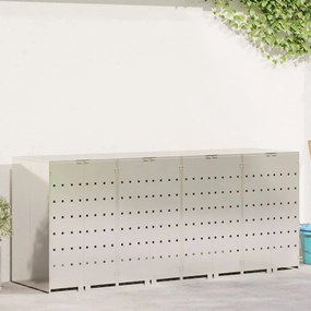 vidaXL Armazenamento para Lixeiras Móveis para 3 Caçambas Prateado