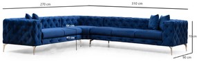 Sofá de Canto Como – Azul Marinho – 310 cm x 70 cm x 270 cm