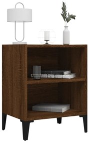 Mesa cabeceira pernas de metal 40x30x50cm cor carvalho castanho