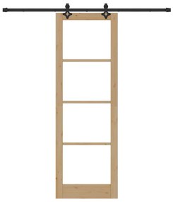 Porta Deslizante com Conjunto de Ferragens 78x232 cm Madeira Sólida de