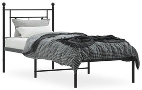 Estrutura de cama metal s/ colchão c/ cabeceira 75x190 cm preto