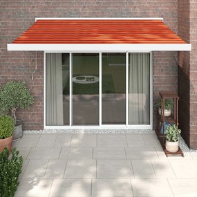 vidaXL Toldo retrátil 3x2,5 m tecido e alumínio laranja e castanho