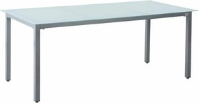 Conjunto de refeição de jardim  Bern 9 peças com 8 cadeiras e 1 mesa em alumínio prateado e vidro fosco