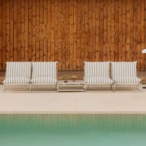 Conjunto De Jardim Com 2 Sofás Modulares De 2 Peças E Mesa Auxiliar Conversível Amaro Tapioca Bege - Azul- Marinho - Sklum