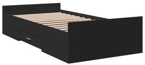 Estrutura cama c/ gavetas 90x190 cm derivados de madeira preto