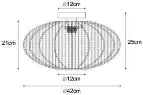 Candeeiro de Teto Japandi Castanho com Abajur em Tecido - Bida Design