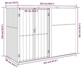 Abrigo p/ ferramentas jardim aço galvanizado castanho