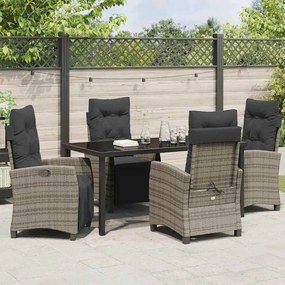 Conjunto de Jantar de Jardim com 5 Peças em Polyrattan Cinza