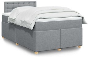 Cama boxspring com colchão 120x190 cm tecido cinzento-claro
