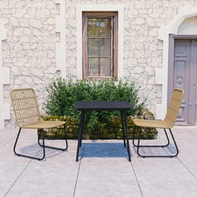 vidaXL 3 pcs conjunto de jantar para jardim vime PE e vidro
