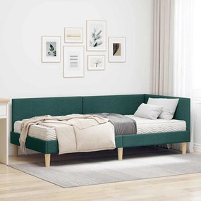 vidaXL Estrutura de Cama de Canto com Colchão 2 pcs Verde tecido