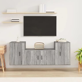 vidaXL Conjunto móveis de TV 3 pcs madeira processada sonoma cinza