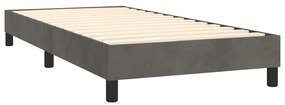 Cama box spring c/ colchão/LED 100x200cm veludo cinzento-escuro