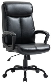 Vinsetto Cadeira de Escritório Giratória Ergonómica com Altura Ajustável Apoio para os Braços Alto Acolchoado de Couro Sintético 67x69x107-117cm Preto