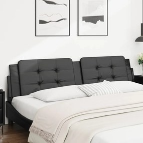 vidaXL Almofadão de cabeceira 193 cm couro artificial preto