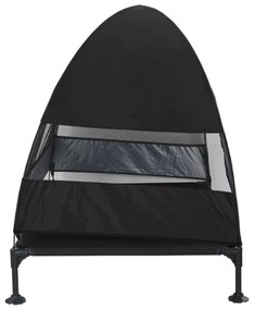 Cama Elevada para Cachorro com Toldo Removível Preto XL Aço
