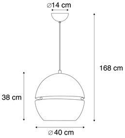 Candeeiro de suspensão retro dourado 40 cm - SLICE Art Deco,Design,Moderno,Retro