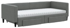 Sofá-cama c/ gavetão e gavetas 90x200 cm tecido cinzento-escuro