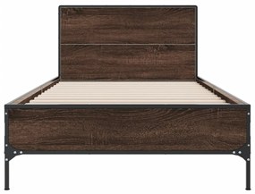 Estrutura de cama derivados de madeira/metal carvalho castanho