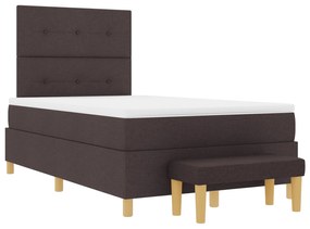 Cama Box Spring com Colchão e Banco Marrom Escuro 120x190 cm Tecido