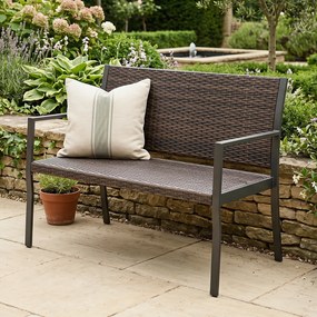 Banco de Jardim de 2 Lugares, 109 x 55 x 84 cm, Assento Acolchoado, Castanho