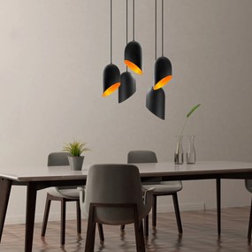 Candeeiro de Teto Kesik – Preto e Dourado – 50 cm x 125 cm