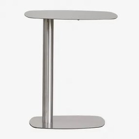 Mesa Auxiliar Retangular 40x25 Cm Em Aço Odelia Cinza Aço & ↑50 Cm - Sklum