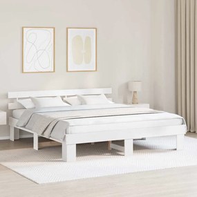 vidaXL Estrado de cama com cabeceira branca 180x200 cm Madeira Maciça Pinho