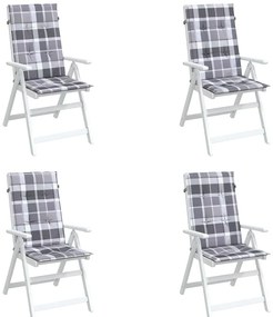 Almofadões cadeiras altas de jardim 4pcs tecido xadrez cinza