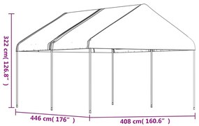 Gazebo com telhado 4,46x4,08x3,22 m polietileno branco