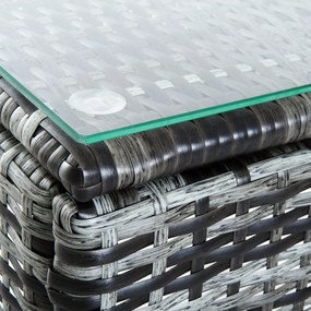 Espreguiçadeiras x2 com Mesa de Vime Chaise Longue para Jardim Pátio C