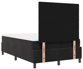 Cama Box Spring vidaXL com Colchão e LED Preto 120x200 cm Veludo