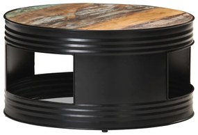 Mesa de centro 68x68x36 cm madeira recuperada maciça preto
