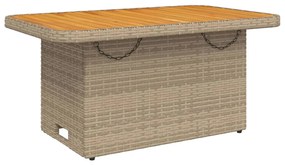 Mesa de jardim 90x55x71 cm vime PE e madeira de acácia bege