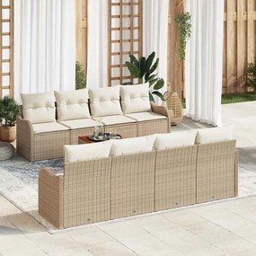 Conjunto de Sofá de Jardim vidaXL de 9 Peças com Almofadas Bege de Vime PE e Acácia