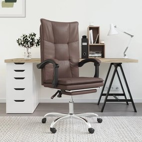 vidaXL Cadeira de escritório reclinável couro artificial castanho