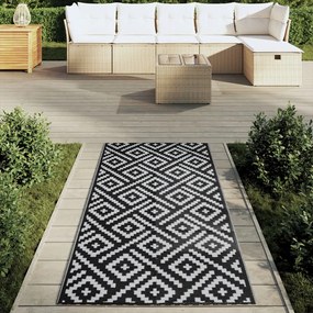 Tapete de exterior 80x150 cm ARAKIL PP branco e preto