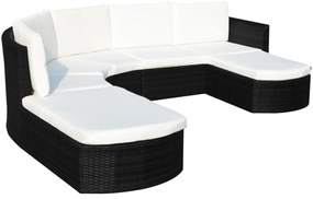 Conjunto de sofás de jardim 16 pcs vime preto