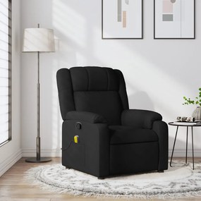 vidaXL Poltrona de massagens reclinável tecido preto