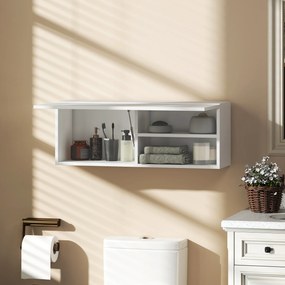 Armário de parede para casa de banho  80 x 25 x 30 cm, móvel suspenso com porta com dobradiças, branco
