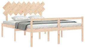 Cama para idosos com cabeceira 160x200 cm madeira maciça