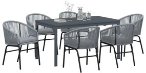 Conjunto de Jantar para Jardim Manual 7 pcs Cinzeto Grande
