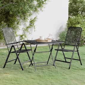 vidaXL 3 pcs conj. de jantar p/ jardim malha metal expandido antracite