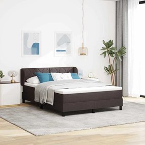 vidaXL Cama Box com colchão Marrom Escuro 140 x 190 cm tecido