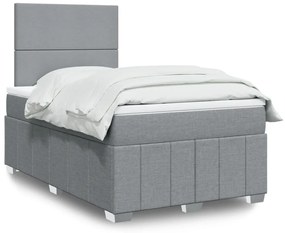 Cama com molas/colchão 120x200 cm tecido cinza-claro