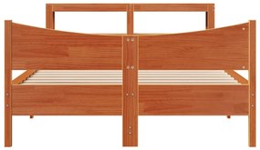 Estrutura cama c/ cabeceira 140x200cm pinho maciço castanho-mel