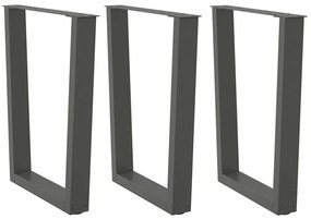 vidaXL Pés para mesa de jantar em V, 3 peças, antracite, 70x(72-73,3) cm, aço