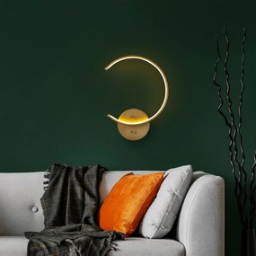 Candeeiro de Parede Moon - Dourado - 33 cm largura, 46 cm altura, 6 cm