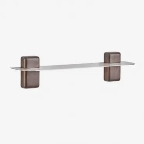 Pack De 2 Prateleiras De Parede Em Aço Inoxidável Serbian ↔︎ 80 Cm & Madeira De Cabo Escuro - Sklum
