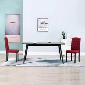 vidaXL Cadeiras de jantar 2 pcs tecido vermelho tinto